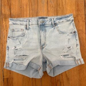 Aeropostale Faded Blue Ripped Jean Shorts